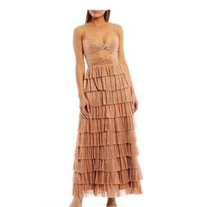 Gianni Bini Pink Tiered Maxi Dress Sweetheart Neckline